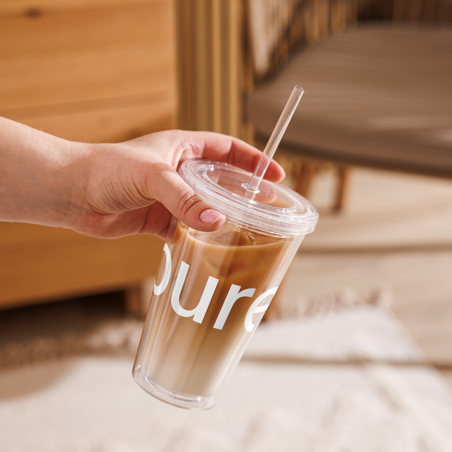 pure. WEBSESSION - Doppelwandiger Becher mit Strohhalm