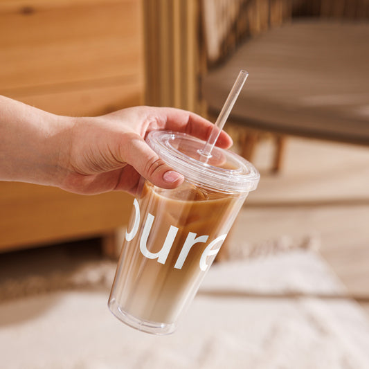 pure. WEBSESSION - Doppelwandiger Becher mit Strohhalm