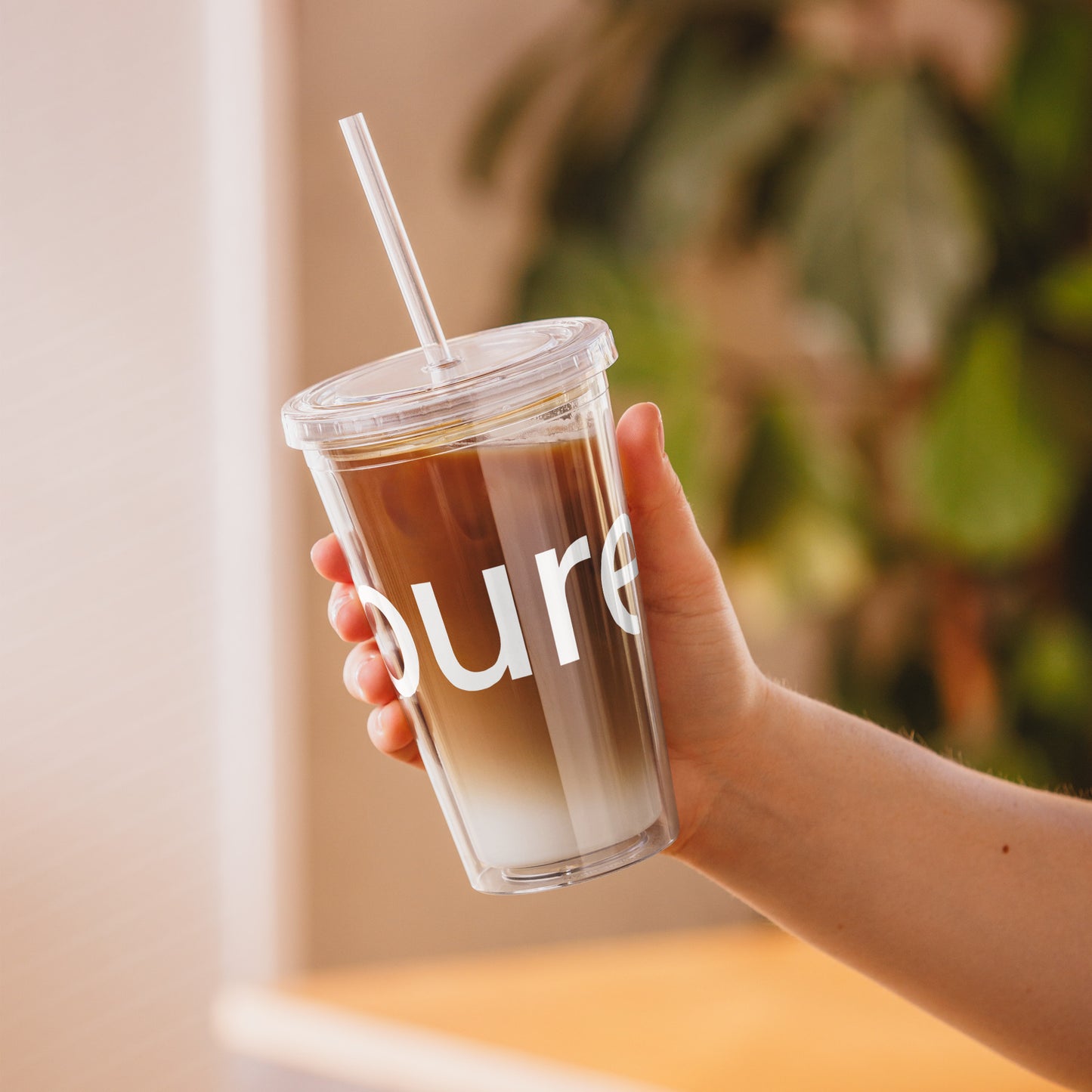 pure. WEBSESSION - Doppelwandiger Becher mit Strohhalm