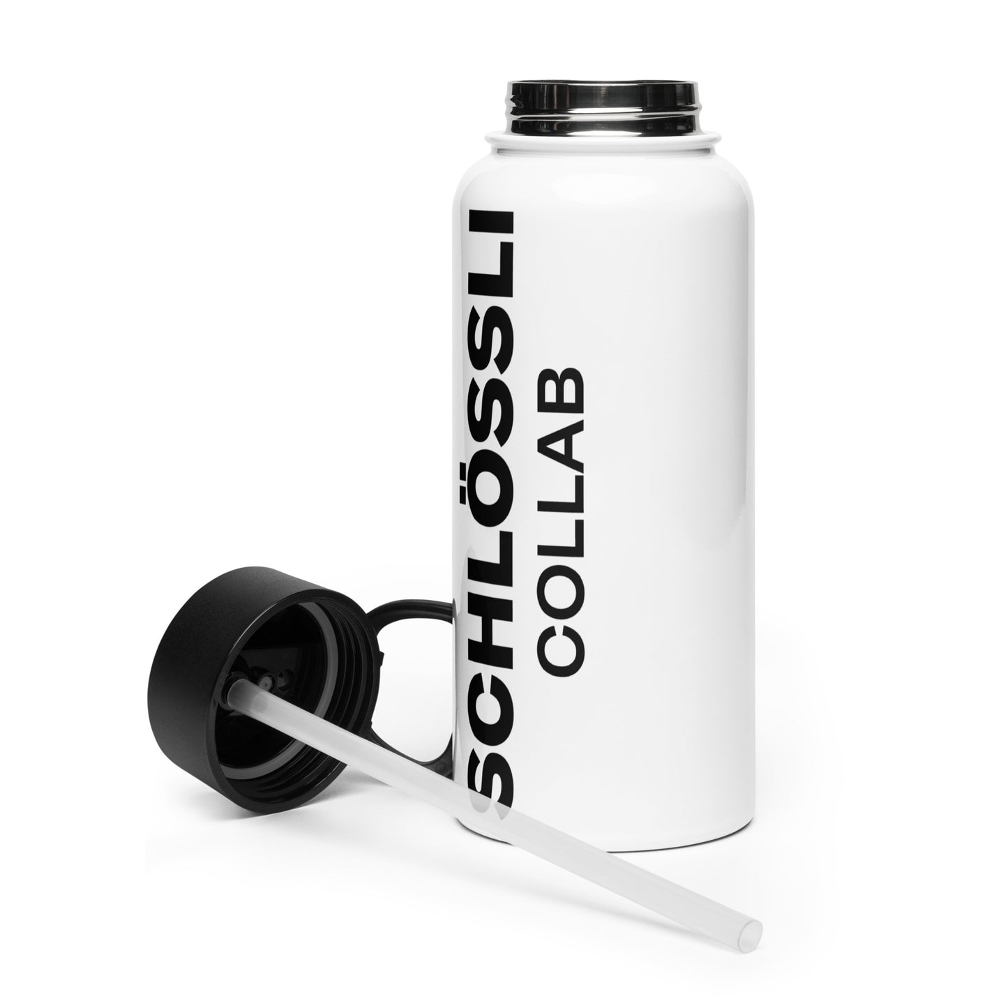 SCHLÖSSLI - Edelstahl Trinkflasche mit Strohhalm