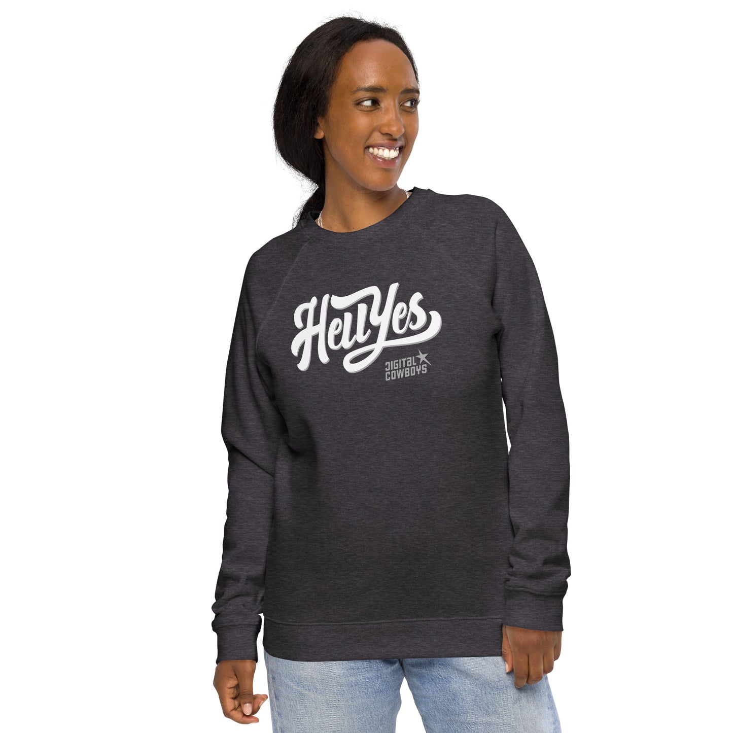 #digitalcowboys HELL YES Unisex Bio-Raglan-Pullover